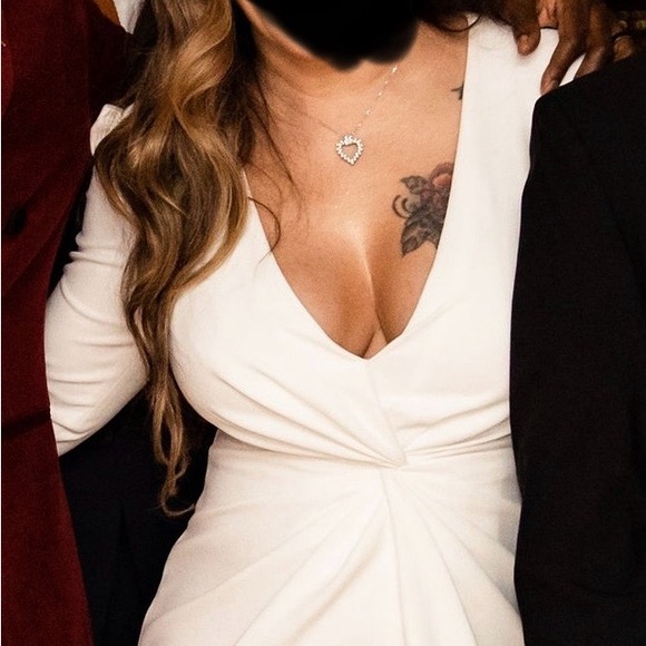 Anthropologie White Long Sleeve Plunge Gown - Picture 3 of 3